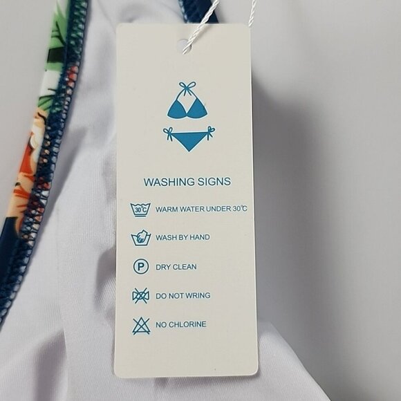 Beachsissi Women's One Piece Halter Neck Cross Front Blue Floral Swimsuit Size M - Picture 6 of 11